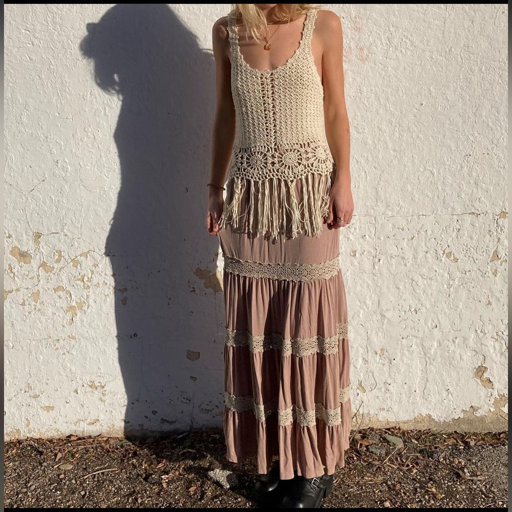 {SET} crochet top and layered skirt